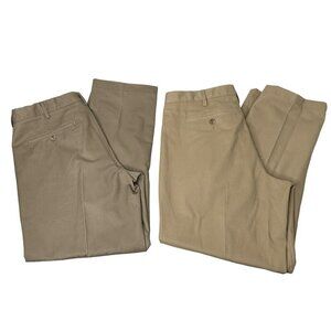 Lot Of 2 Lands End Pants Mens 36X31 Traditional Fit Flat Front Classic Career